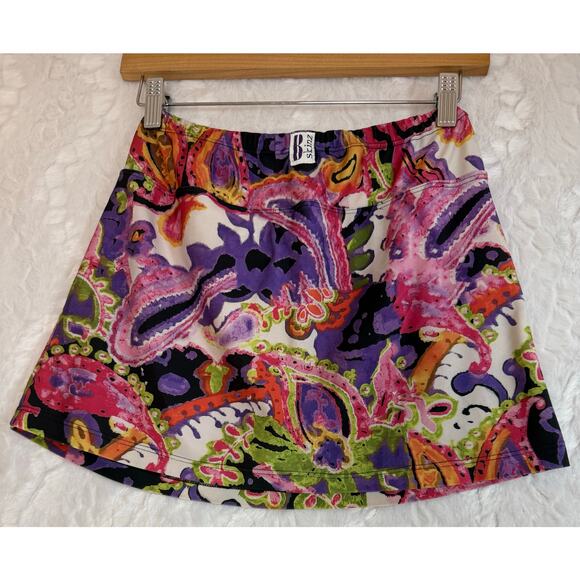 BSkinz Athletic Skirt Shorts Colorful Psychadelic Abstract Floral Golf Tennis XS - Picture 2 of 8